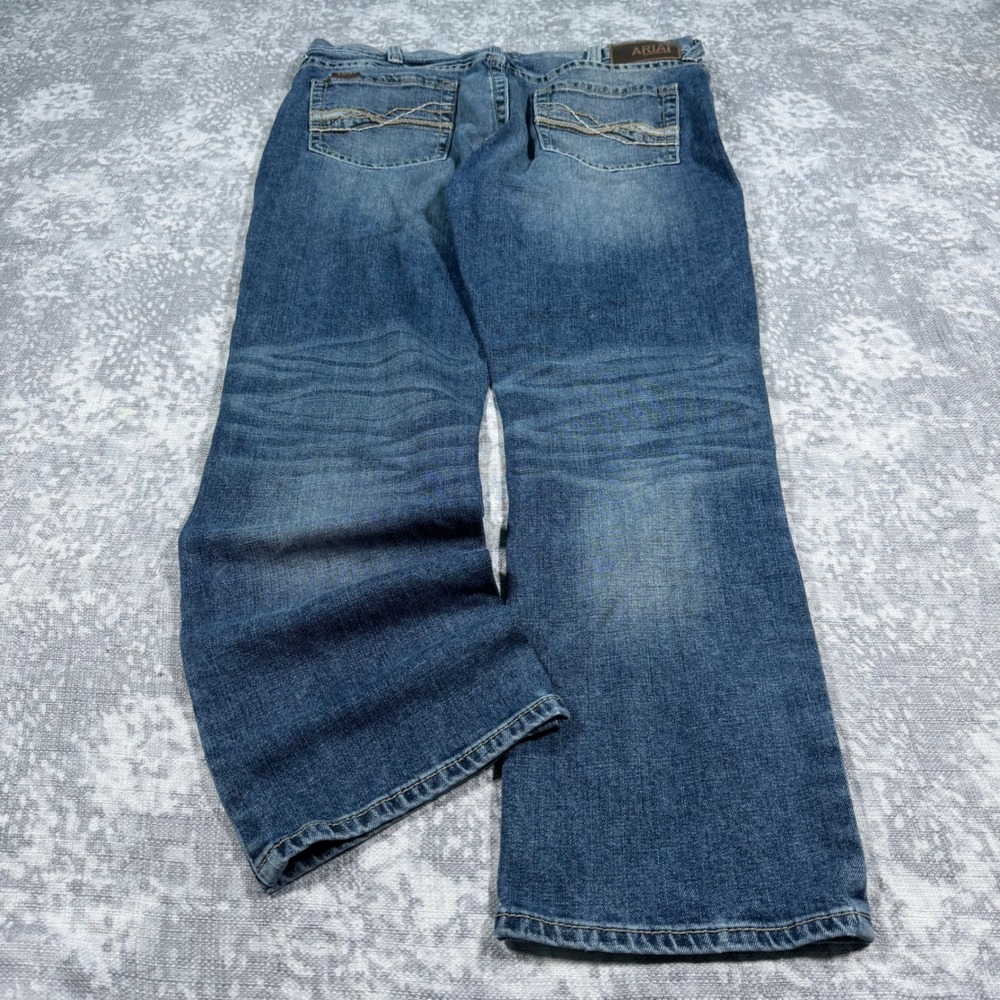 Ariat M4 Relaxed Straight Leg Jeans Mens 36x30 Blue Medium Wash Y2K Baggy Skater